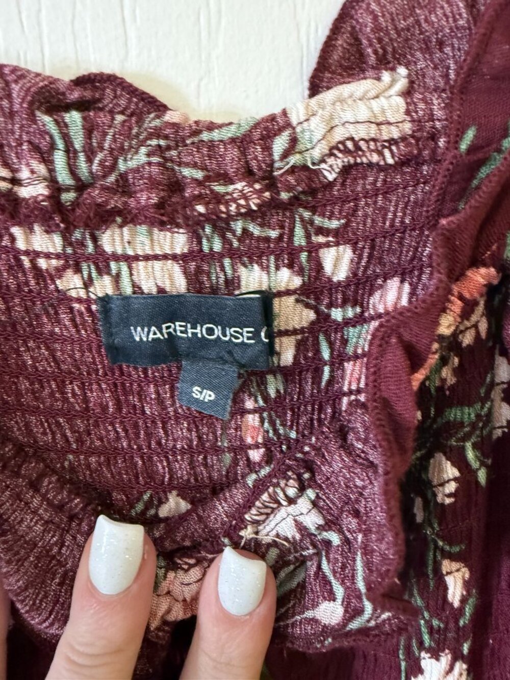 🪩 2/20 Warehouse One Burgundy Floral Button Front Midi Dress Size S/P - Picture 2 of 4